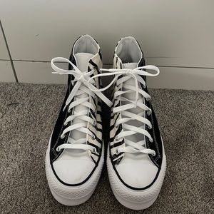 Half zebra half black print platform converse